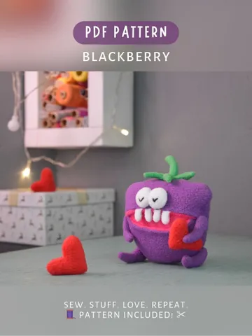PDF Plush Toy Pattern β Fleece Softie Berry "Blackberry" $9.00