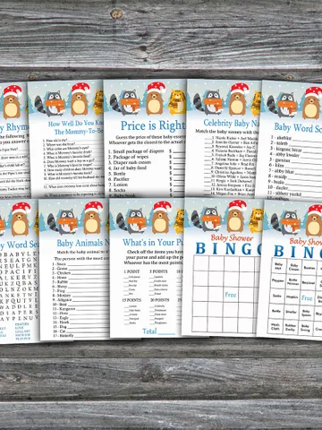 Winter animals baby shower games bundle,Christmas Baby Shower games package,Fun Baby Shower Games,9 Printable Games-247 $5.95