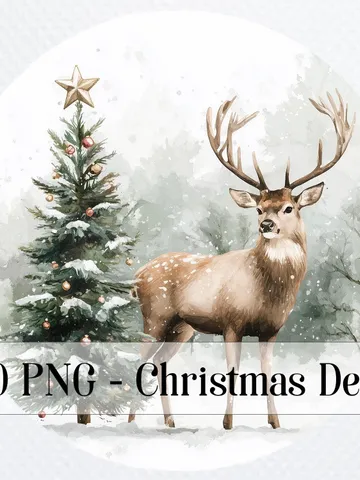 14 Christmas Deer PNG Bundle, Reindeer, Winter Deer Watercolor clipart for sublimation, High Quality PNGs, Digital download, Paper craft $2.64