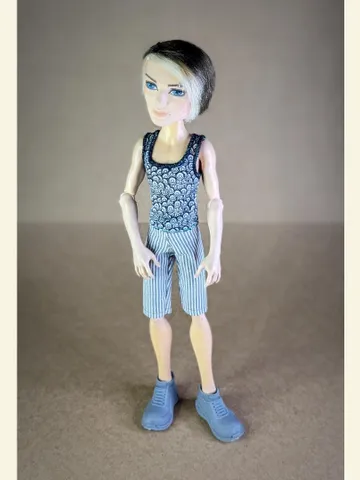 Handmade striped cotton shorts for 1/6 scale boy dolls $10.00