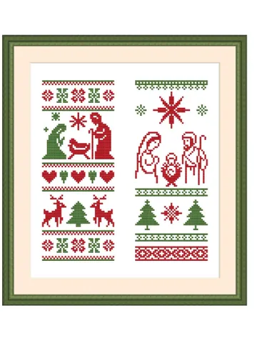 Christmas bookmark cross stitch pattern modern Religious Nativity scene cross stitch Scandinavian Birth of Jesus Christ Xstich PDF ornament