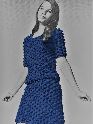 Vintage Crochet Pattern 254 Bubble-Stitch Mini Dress Women $2.50