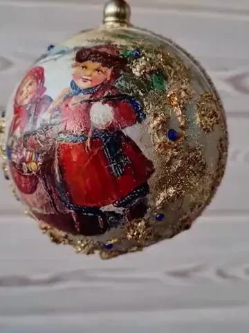 Handmade Christmas decoration ornament, Authentic illustration of farm children $55.00