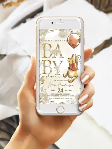 Classic Winnie Pooh Baby Shower Invitation; Neutral Baby Shower Template; Wizard Baby Shower Invite; Honey Bear Invite; Winnie Pooh poom77 $11.62
