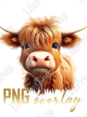 Cute Highland cow sublimation png Baby animal png Baby Highland Cow overlay Cute Highland cow clipart digital instant download $2.71