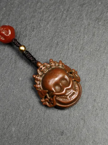 Gandhanra Antique Tibetan Gau Box Amulet,Unique Citipati Skull Ghau Shrine,Mini Tibetan Buddhist Altar Necklace with Colorful Offerings $89.99