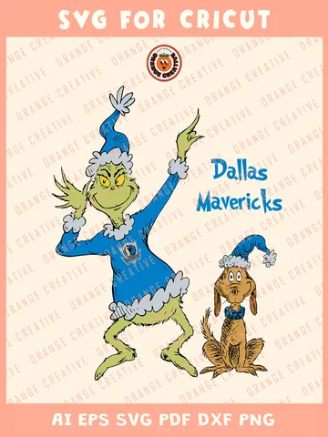 NBA Dallas Mavericks x Grinch Svg Files, Grinch Svg Designs, NBA Dallas Mavericks Team SVG for cricut, Basketball Team Svg Files for Cricut, Png, Dxf, Digital Download