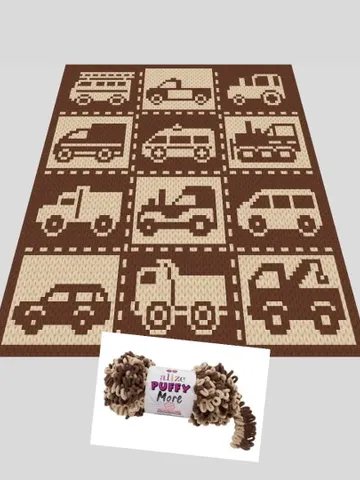Loop yarn Finger knitted Cars Collection blanket pattern