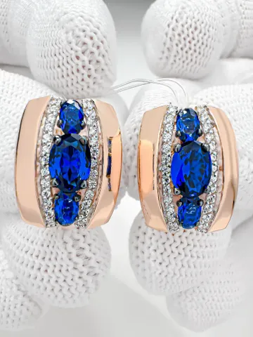 Earrings jewelry Silver gold plated 925 assay value with corundum $115.00