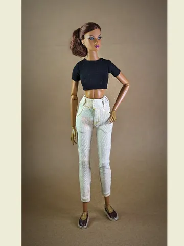 Handmade light-printed skinny jeans for 16-inch Fashion Royalty dolls (FR16) $47.00
