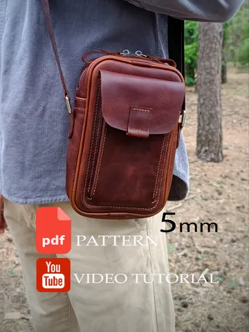 PDF Men's crossbody bag pattern - Download PDF. Men's phone bag. Punch pitch 5 mm. $6.00