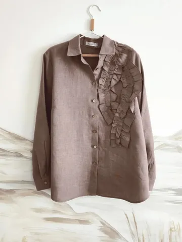 Ruffled linen blouse