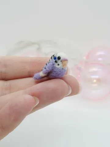 Miniature needle felted lilac budgie, tiny parakeet, made to order $20.00