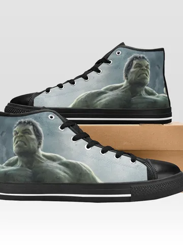 Hulk Shoes, High-Top Sneakers, Handmade Footwear $59.97