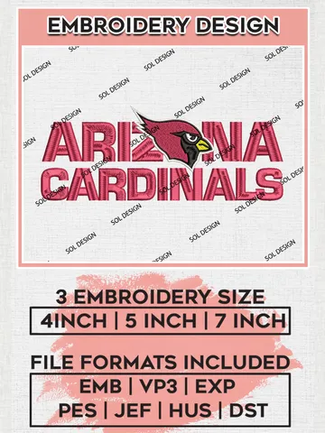 Arizona Cardinals Wordmark Logo Embroidery Designs, NFL Cardinals, NFL Embroidery Designs, NFL Arizona Cardinals Machine Embroidery Design, Digital Download
