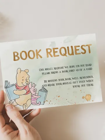 Classic Winnie Pooh Baby Shower Book Request; Neutral Baby Shower Template; Winnie Baby Shower book request; Honey Bear; Winnie Pooh wp9 $9.82