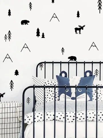 Forest Wall Decals - Mountain Wall Decals, Bear Wall Decal, Deer's wall sticker, Tree Wall Decal, Nursery Decor, Kids Room $38.99