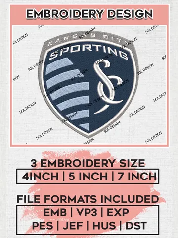 Sporting Kansas City Logo Embroidery Designs, MLS Embroidery files, Kansas City MLS Teams, Football, Digital Download