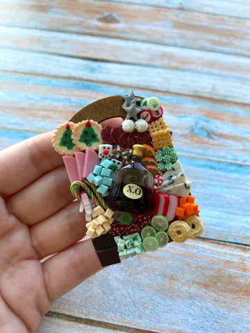 Magnet Miniature Christmas Charcuterie Board with Polymer clay Souvenir $22.00