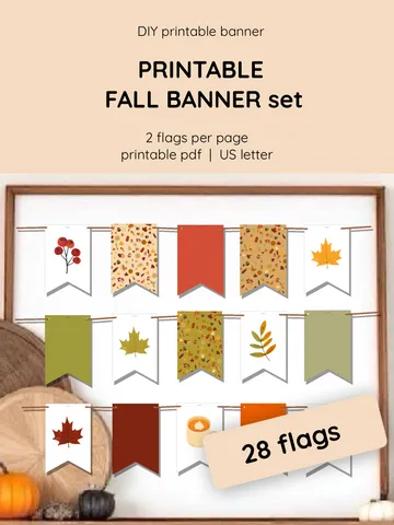 DIY Fall Printable Banner. Family Craft & Autumn Gift Idea. Cozy Home Decoration. Printable fall-themed wall hanging decor