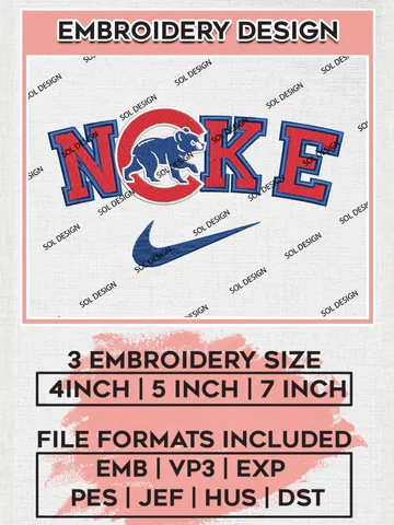 Nik.e Chicago Cubs Team Logo Embroidery Design, MLB Team Embroidery files, Chicago Cubs Baseball Team, MLB Cubs Team, Digital Download $6.99