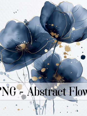 18 Abstract Blue Flowers PNG Bundle, Alcohol Ink Flowers Print Printable Watercolor clipart for sublimation, digital crafting, junk journals $2.64