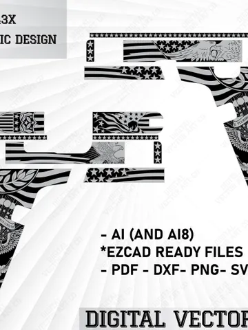 Handgun SVG File - Eagle Patriotic Vector Design Compatible with Glock 43x $70.00