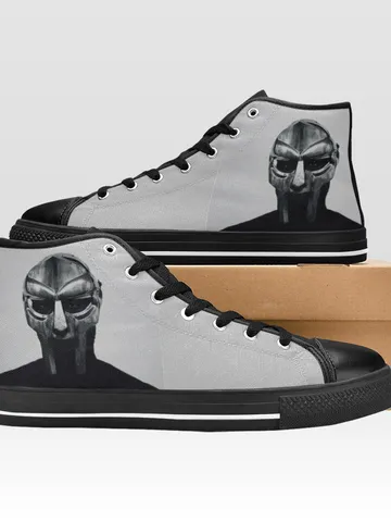 MF Doom Shoes, High-Top Sneakers, Handmade Footwear $59.97