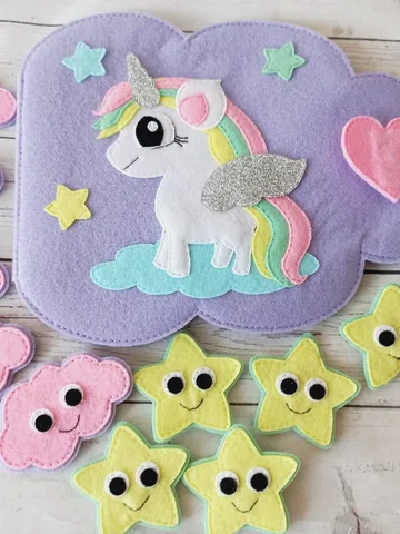 Unicorn tic tac toe game Pattern PDF, Felt tic tac toe board, Quiet book pattern, Felt sewing pattern ideas for baby 1, 2, 3 year old gift