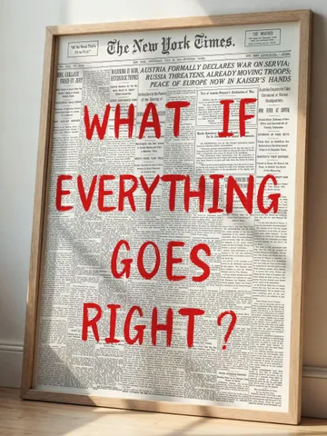 What If everything goes right Retro Newspaper Print, Trendy Wall Art, Typography Poster, Red Aesthetic, Printable Wall Art, Digital Print $2.46