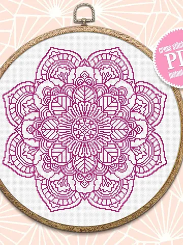 Flower mandala cross stitch pattern download PDF Easy floral ornament cross stitch chart, Mandala embroidery beginner, DIY Home decor #M12 $4.60