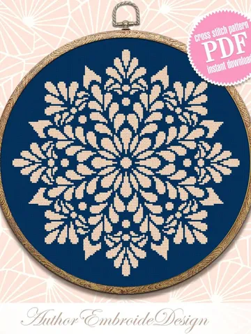 Flower mandala cross stitch pattern PDF download Floral mandala pattern digital PDF, Monochrome cross stitch chart, Mandala ornament #M230 $4.60
