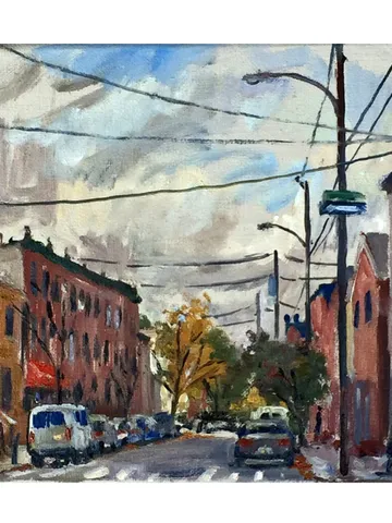 Original Philadelphia Landscape Painting -Italian Market Street Scene/South Philly- 8x8 Oil on Canvas, Signed Impressionist Cityscape $325.00