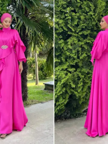 AHUNARE HIJAB - Helin Tesettür Abiye - Fuşya $147.00