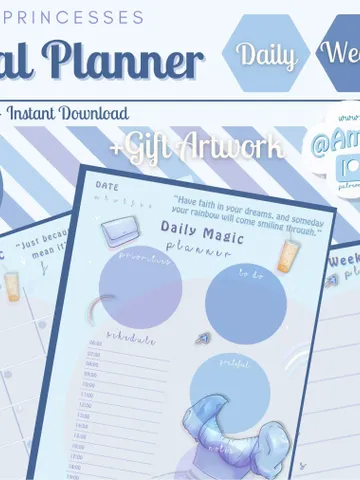 Modern Glass Slipper Princess Daily/ Weekly/ Monthly Planner/Digital/Instant Download $4.90