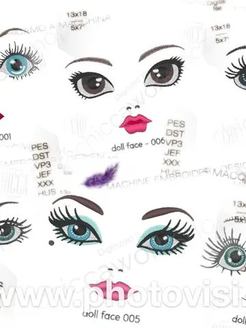 Dolls Faces - Ricamo a macchina $5.00