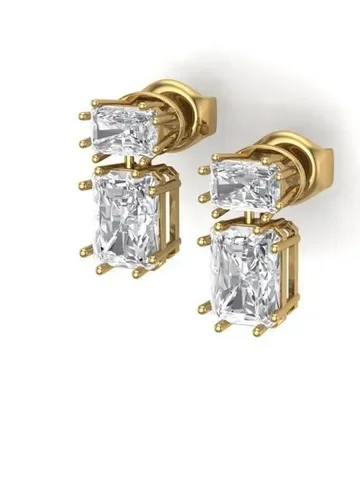 RADIANT CUT EARRINGS | 5 Carat Moissanite Cut Diamond Stud Earrings | Women Wedding Gift | Dainty Stud Earrings For Bride | 14k Gold Jewelry $625.00