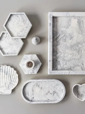 Jesmonite marble trays, Decorative Tray, Candle Holder Tray, Jewellery Dish, Hexagon Tray, Trinket Tray $4.00