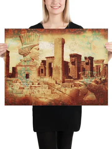 Tomb of Cyrus the great & Takht-e Jamshid | Persian Calligraphy Wall Art Poster | Unique Persian Gift | Unframed Art Print Poster $59.99