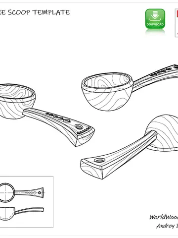 Wood spoon carving template pdf Coffee scoop carving designs Wooden scoop template printable Spoon carving patterns $4.55