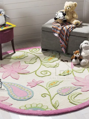 Ayka Round Hand Tufted 100% Pure Woolen Living Room Carpet / Hall Rugs / Dining Rugs / Kids Rugs / Woolen Rug / Christmas Gift $207.65