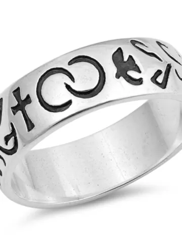 Cross and Dove Eternity Ring, Religious Ring, Religious Thumb Ring, Religious Ring, Catholic Jewelry Ring, Christian Ring Size 6 to 12 $40.24