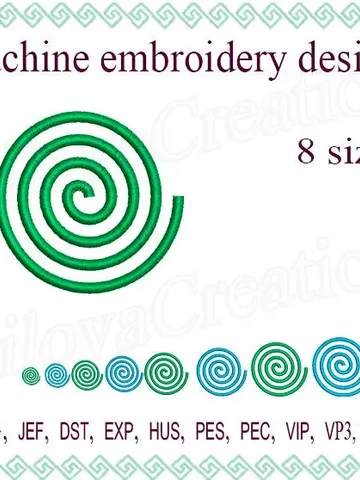 Machine embroidery designs. spiral designs. spiral design, curl embroidery. embroidery pattern Instant Download $1.90