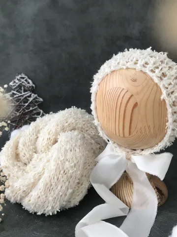 Newborn bonnet and wrap for photography props $68.00