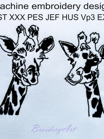 Giraffes machine embroidery design $6.00