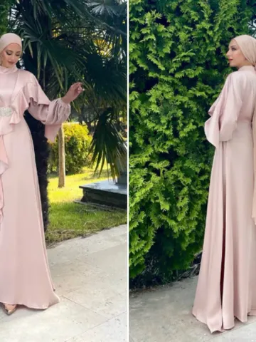 AHUNARE HIJAB - Helin Tesettür Abiye - somon $147.00