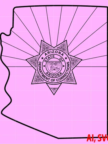 State of Arizona Department of Corrections Badge and Map Custom, Ai, Vector, SVG, DXF, PNG, Digital $14.00