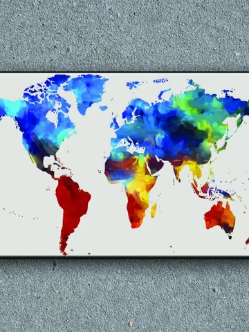 World map Print on Canvas , Floating Frame Option, Modern Wall Art, Extra Large Canvas Wall Art $160.00