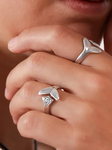 Wraparound Silver Whale Tail Ring, Ocean Beach Surfer Jewelry, Simple Open Minimalist Adjustable Stacking Ring, Unisex Contemporary Gifts $17.00
