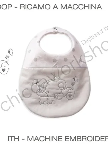 ITH Bavaglino Bicolore Elefante - Ricamo a macchina con tutorial $6.00